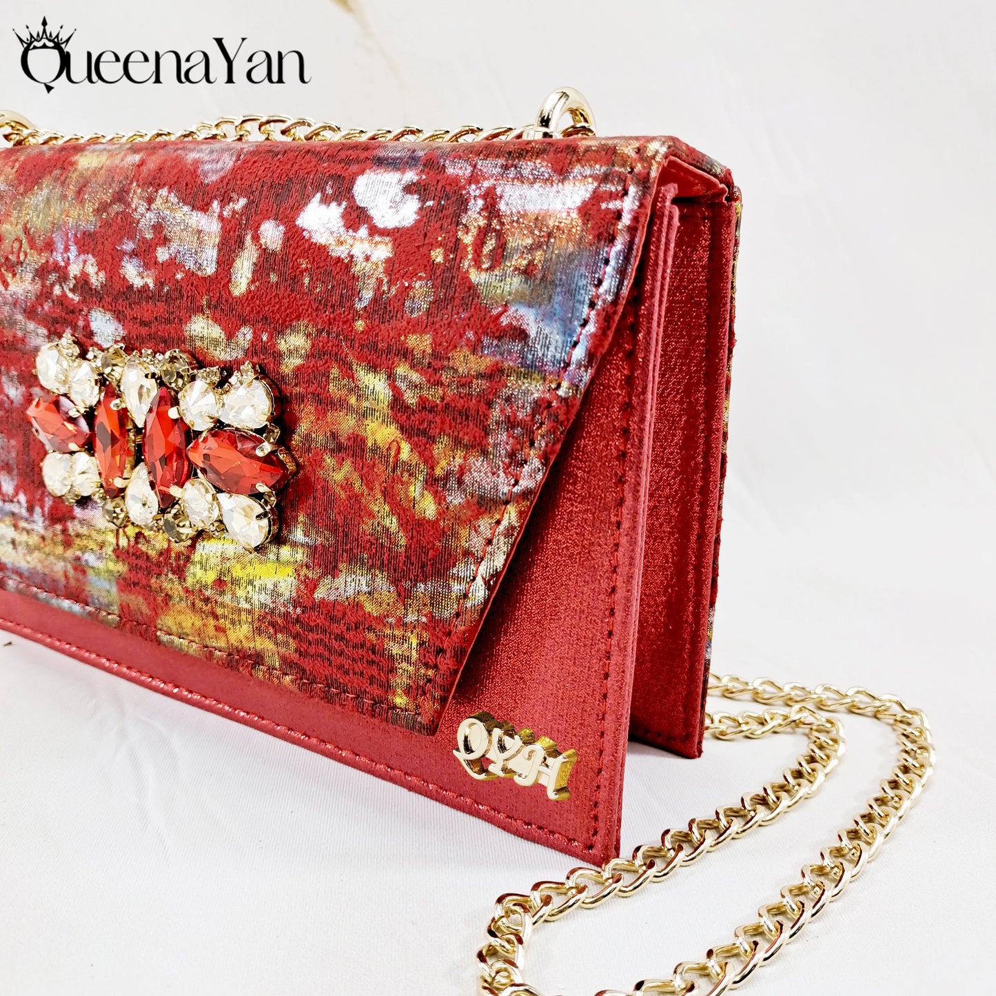 New Women High-Heel Shoes Elegant Wine Rhinestone Metallic Diamond Accents Paired with Matching Handbag Exquisite Special-Material | HollandLuxeGlobal.com Exclusive Collector’s Item