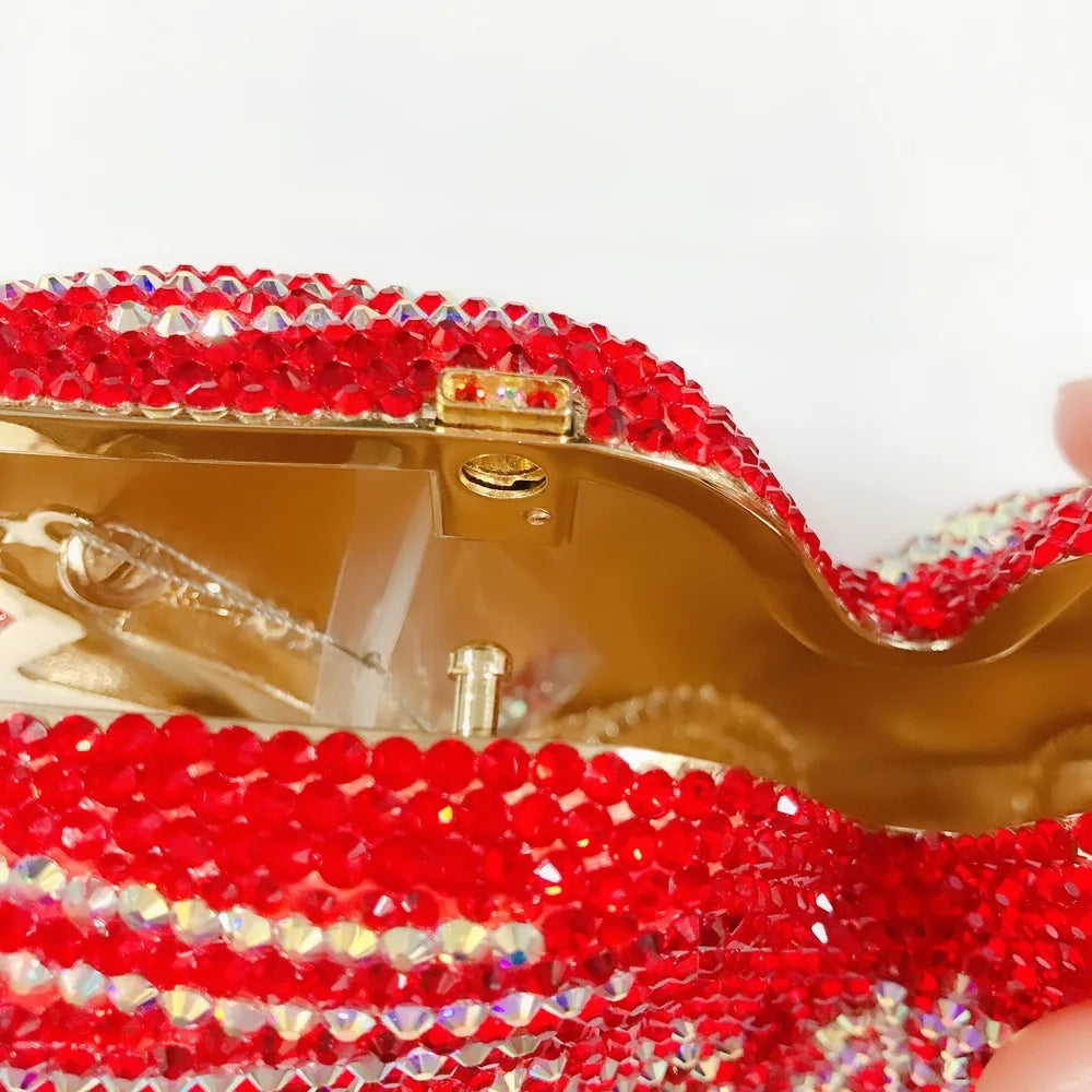 Red Goldfish Rhinestone Cartoon Animal Diamond Dinner Bag Handmade Crystal Women’s Hard Clutch | HollandLuxeGlobal.com Exclusive Collector’s Item