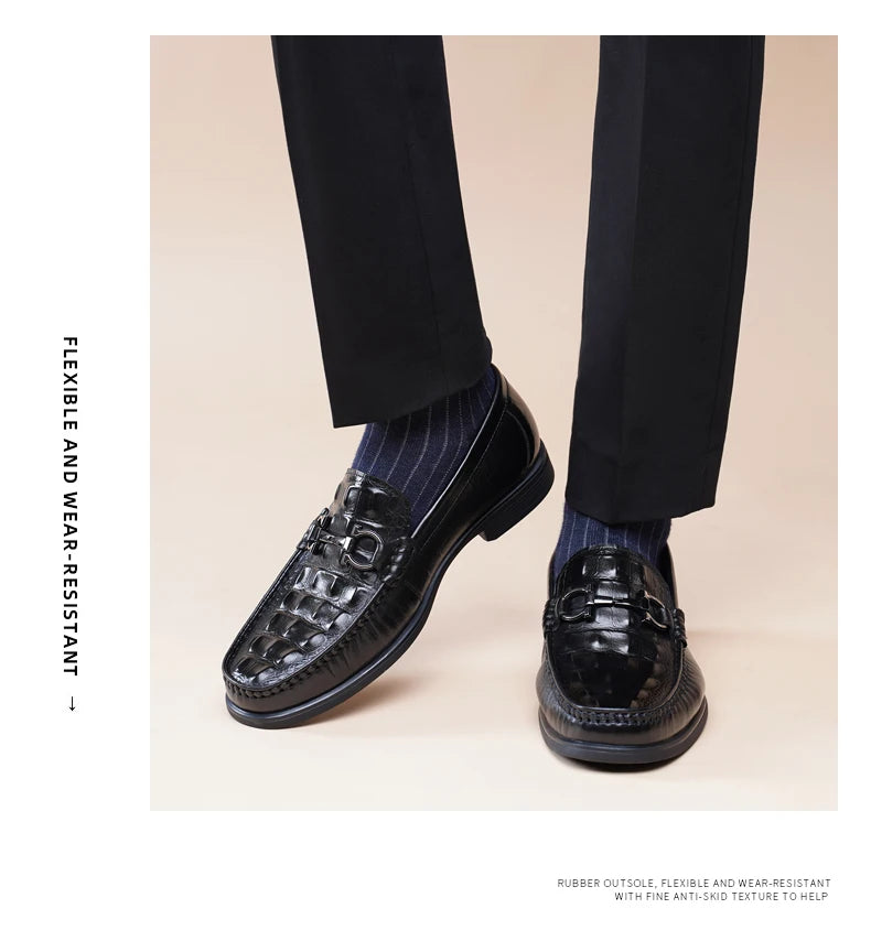 Option 2 – Premium Boutique Feel (for your Exclusive Collection)
LAORENTOU Handmade Crocodile Pattern Leather Loafers for Men – Breathable Business & Casual Slip-On Comfort | HollandLuxeGlobal.com Exclusive