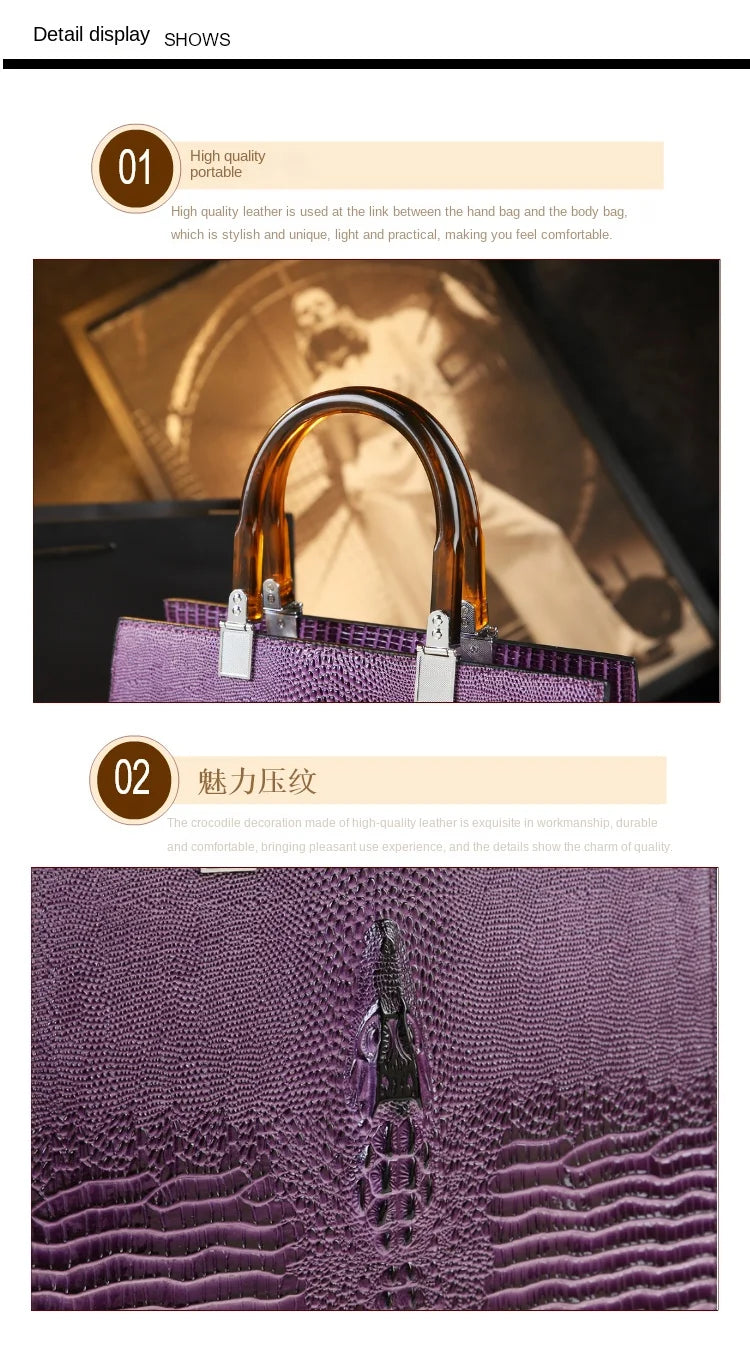 Elevate your everyday elegance with this Genuine Leather Women’s Tote Bag, featuring a luxury crocodile pattern and trend-setting vertical design. Perfect as a fashionable shoulder or messenger bag for stylish women