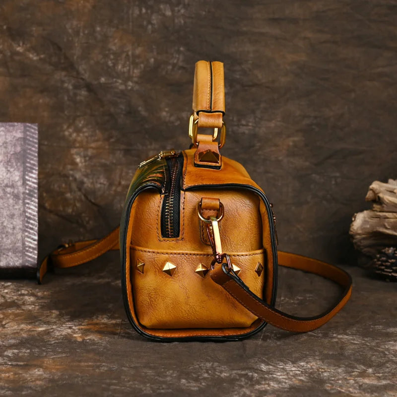 2025 Retro Hand-Drawn Leather Women’s Shoulder Bag – Luxury Designer Handcrafted Vintage Tote for Elegant Ladies | HollandLuxeGlobal.com Exclusive Collector’s Item