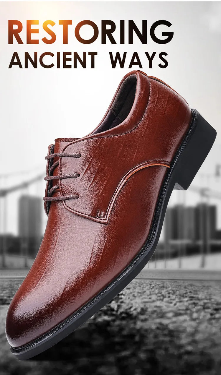 Luxury Men’s Genuine Leather Dress Shoes | Classic Pointed Toe Designer Formal Business & Party Footwear for Modern Gentlemen | HollandLuxeGlobal.com Exclusive Collector’s Item