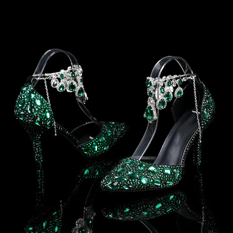 Bling Luxury Handmade Full Rhinestones Women’s Pumps | Diamond Crystal Pendant Banquet High Heels | Fashion Party, Prom & Wedding Shoes | HollandLuxeGlobal.com Exclusive Collector’s Item