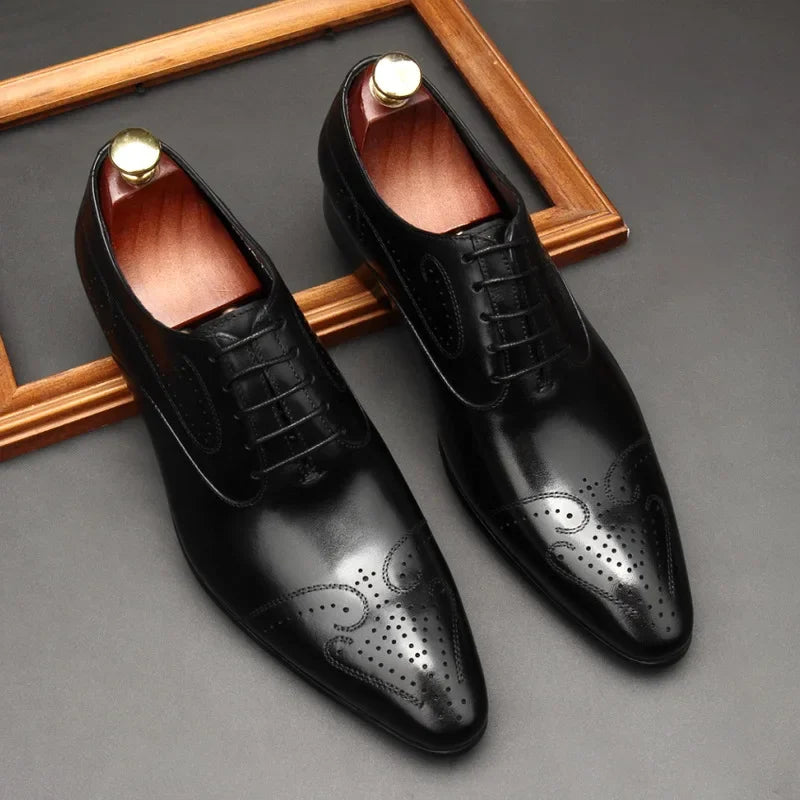 Handmade 2024 British Luxury Men’s Dress Shoes | Genuine Leather Brogues for Wedding, Business & Formal Fashion | HollandLuxeGlobal.com Exclusive Collector’s Item
