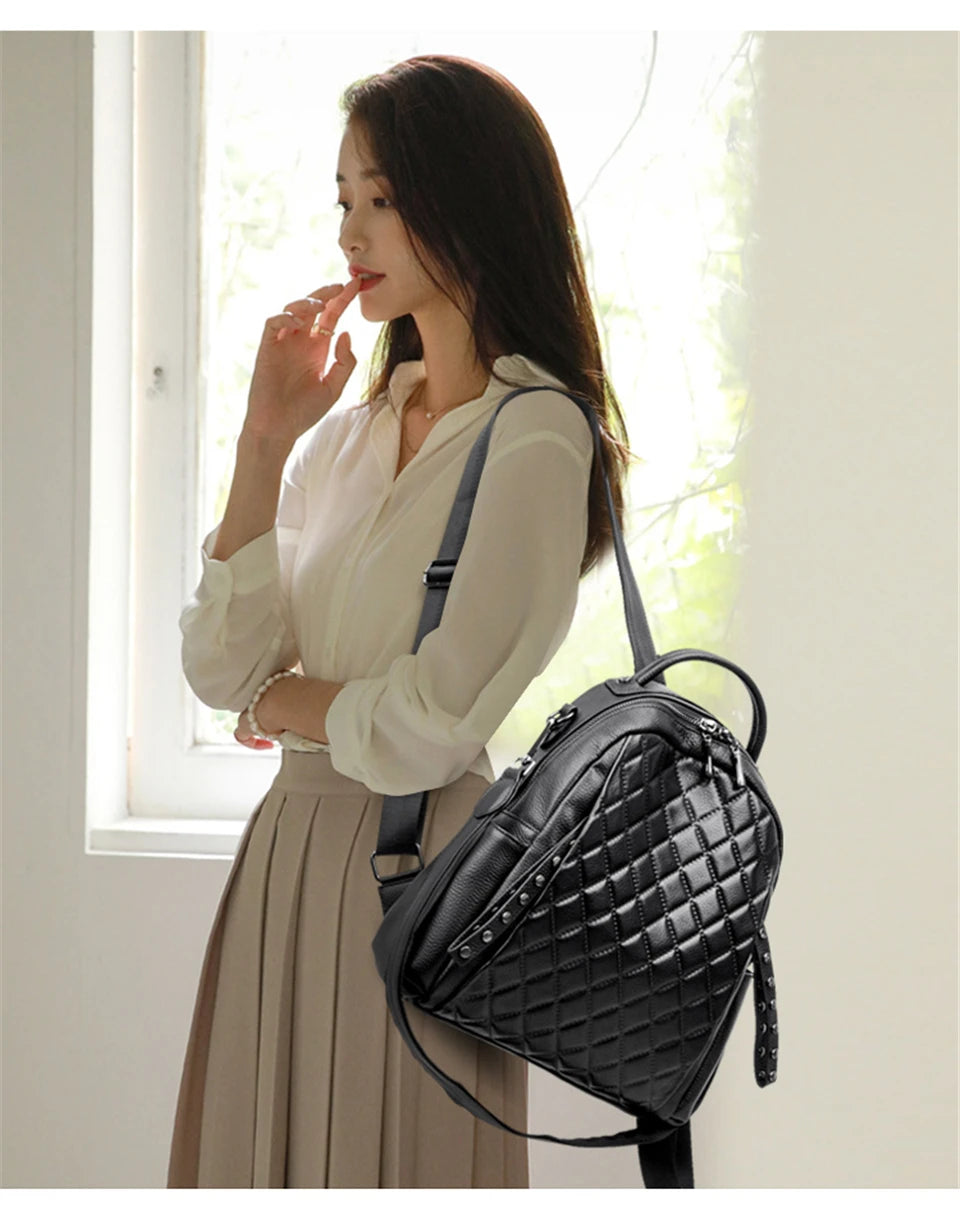 Stay stylish and organized with this Luxury Designer Plaid Shoulder Bag & Backpack, crafted for women and teenage girls. Featuring a large-capacity design and elegant plaid pattern — perfect for school, travel, or daily use