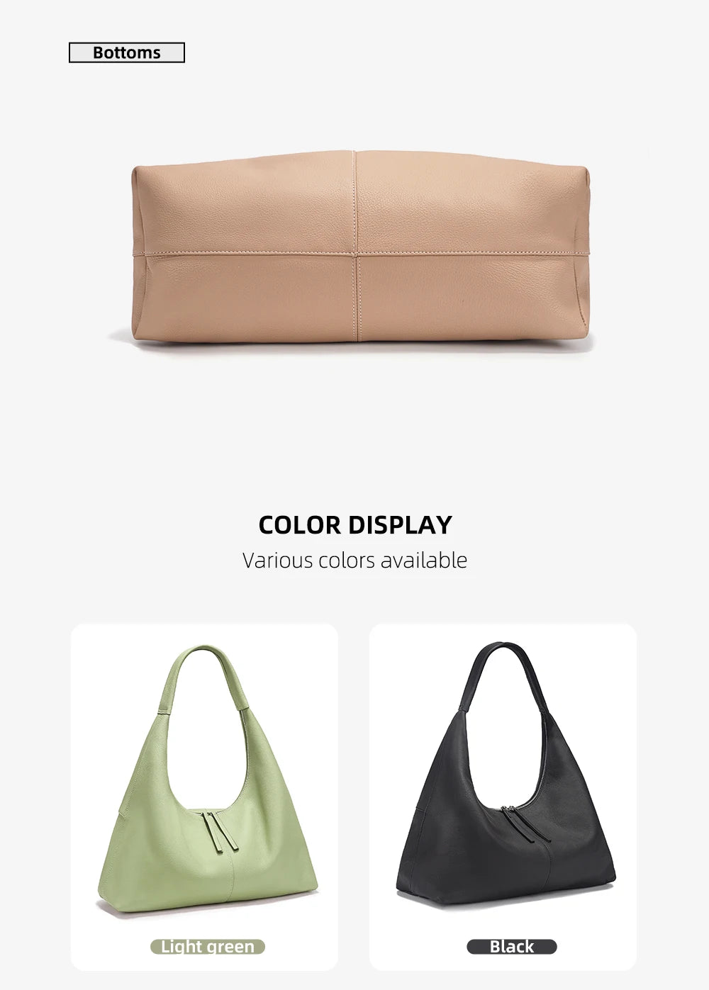 Stay stylish and organized with the Zency Large-Capacity Tote Bag, crafted from 100% genuine leather. A soft and elegant hobo-style handbag perfect for work, shopping, or winter outings — ideal for modern women