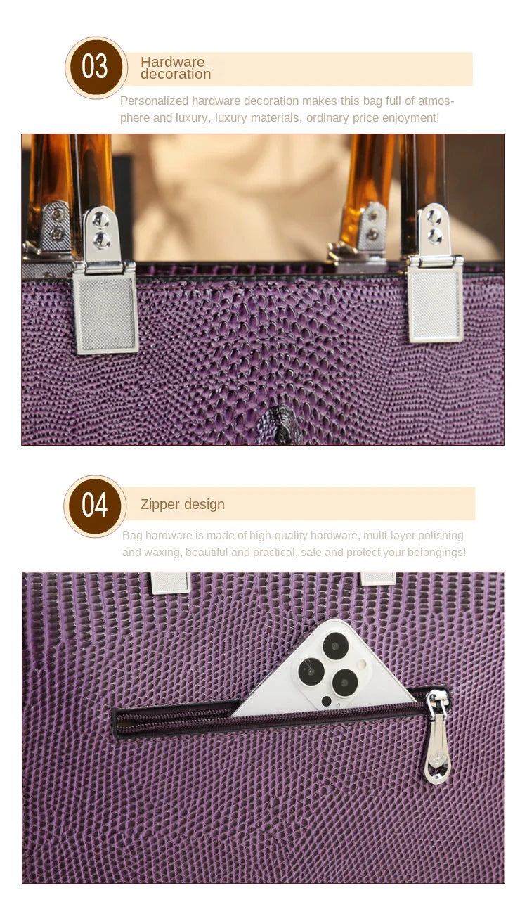 Elevate your everyday elegance with this Genuine Leather Women’s Tote Bag, featuring a luxury crocodile pattern and trend-setting vertical design. Perfect as a fashionable shoulder or messenger bag for stylish women