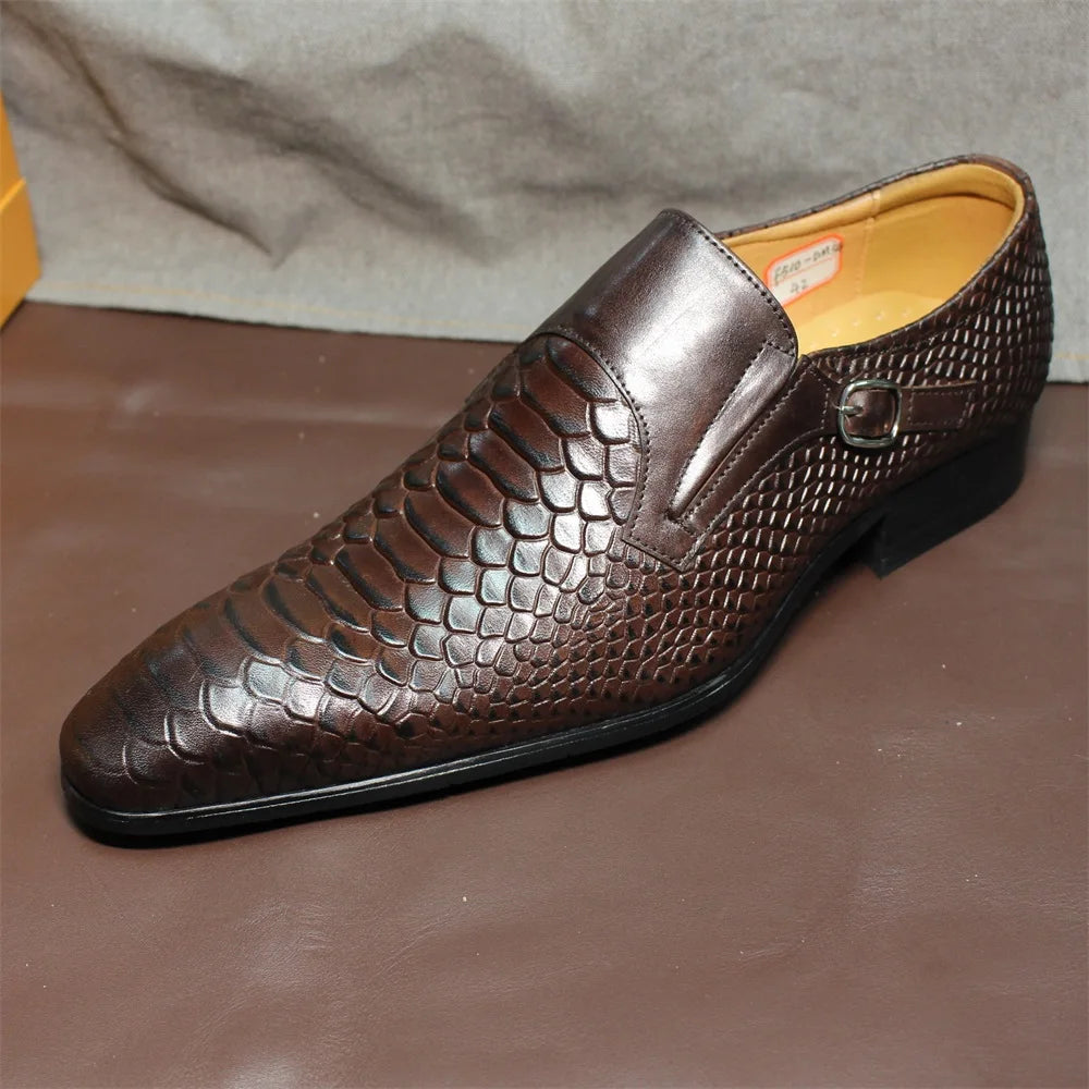 Luxury Men’s Genuine Leather Wingtip Monk Strap Loafers with Elegant Buckle Detailing – Premium Brown and Classic Black Handmade Formal Dress Shoes for Office, Business, and Wedding Events | HollandLuxeGlobal.com Exclusiv