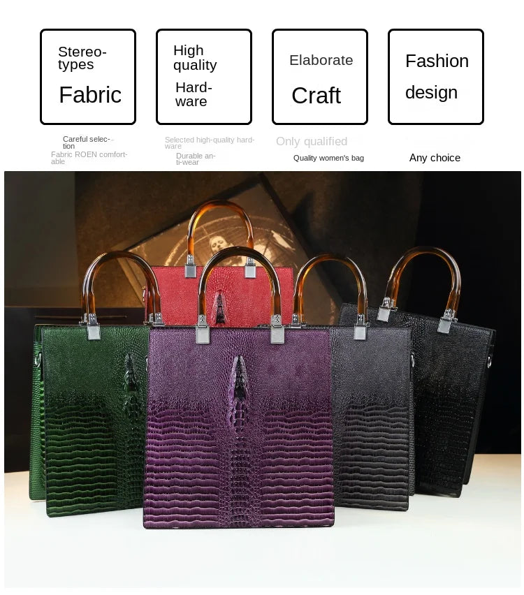 Elevate your everyday elegance with this Genuine Leather Women’s Tote Bag, featuring a luxury crocodile pattern and trend-setting vertical design. Perfect as a fashionable shoulder or messenger bag for stylish women