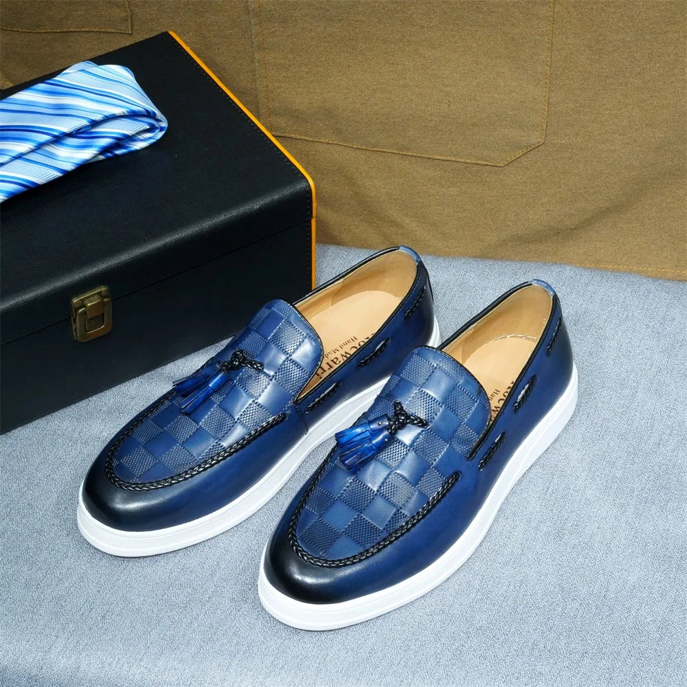 Boutique Premium Edition (for Exclusive Collection)
Italian Luxury Men’s Tassel Loafers – Genuine Leather Slip-On Dress & Casual Shoes in Classic Blue, Black & Red | HollandLuxeGlobal.com Exclusive