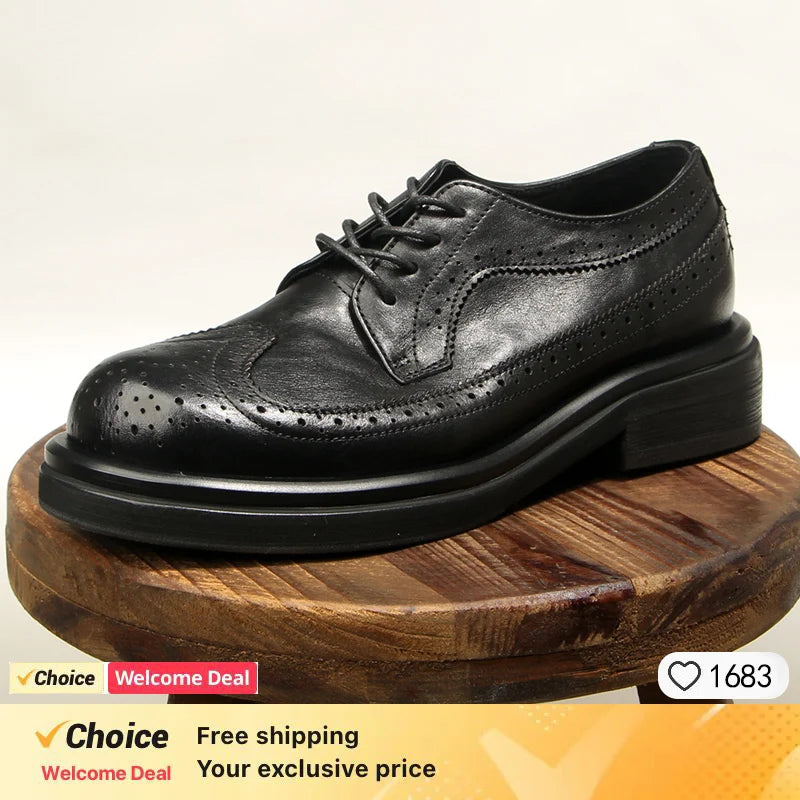 Step up your style with these Italian Leisure Leather Men’s Dress Shoes, a handmade luxury design that blends classic brogue carving with modern platform elegance. Perfect for business, weddings, and refined everyday wear.