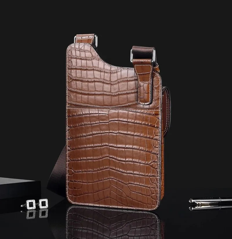 High Quality Crocodile Leather Business Casual Men’s Shoulder Bag – Genuine Designer Crossbody Handbag With Elegant Craftsmanship | HollandLuxeGlobal.com Exclusive Collector’s Item