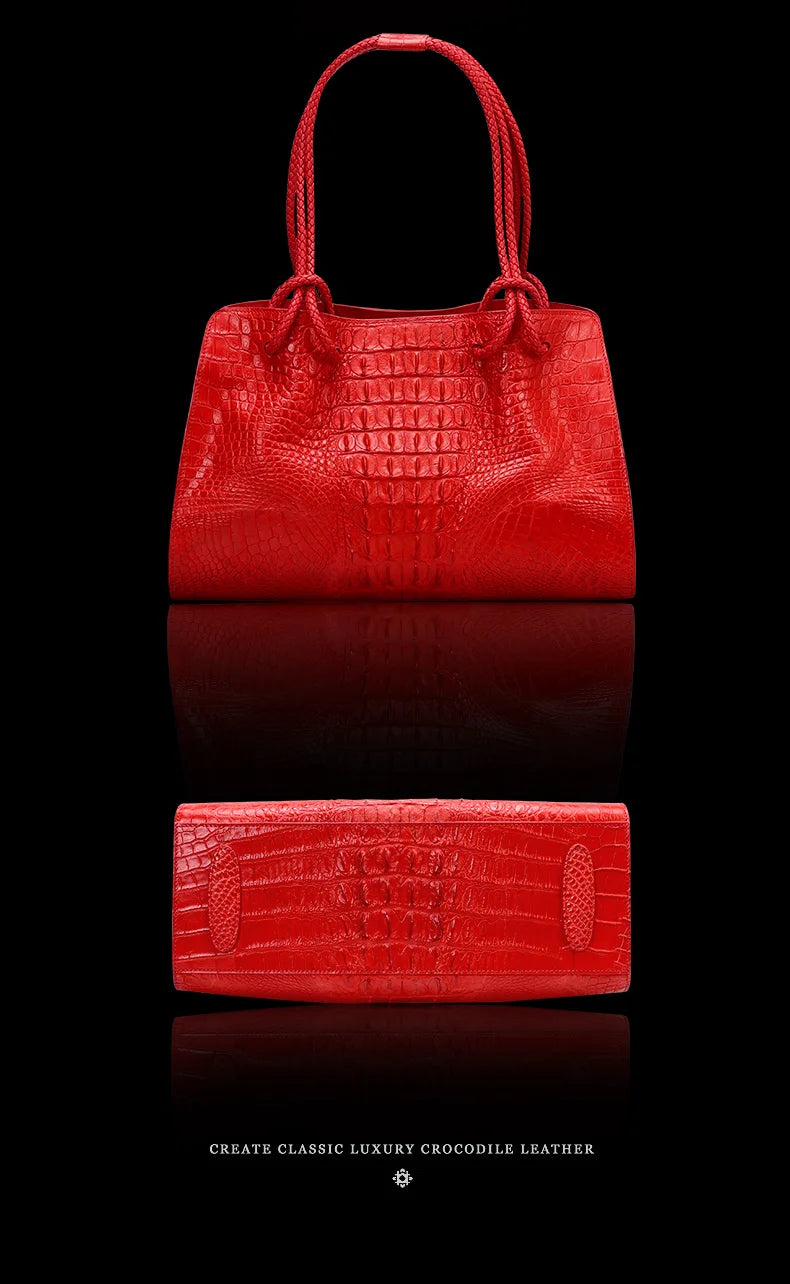 Boutique Premium Edition (for Exclusive Collection)
Red Crocodile Pattern Luxury Genuine Leather Tote Bag for Women – Designer Handbag for Travel & Daily Elegance | HollandLuxeGlobal.com Exclusive