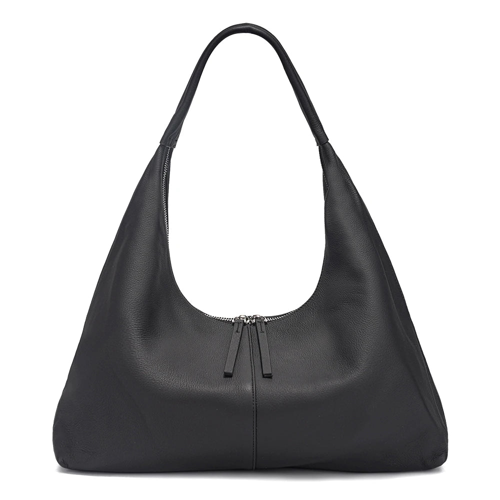 Stay stylish and organized with the Zency Large-Capacity Tote Bag, crafted from 100% genuine leather. A soft and elegant hobo-style handbag perfect for work, shopping, or winter outings — ideal for modern women
