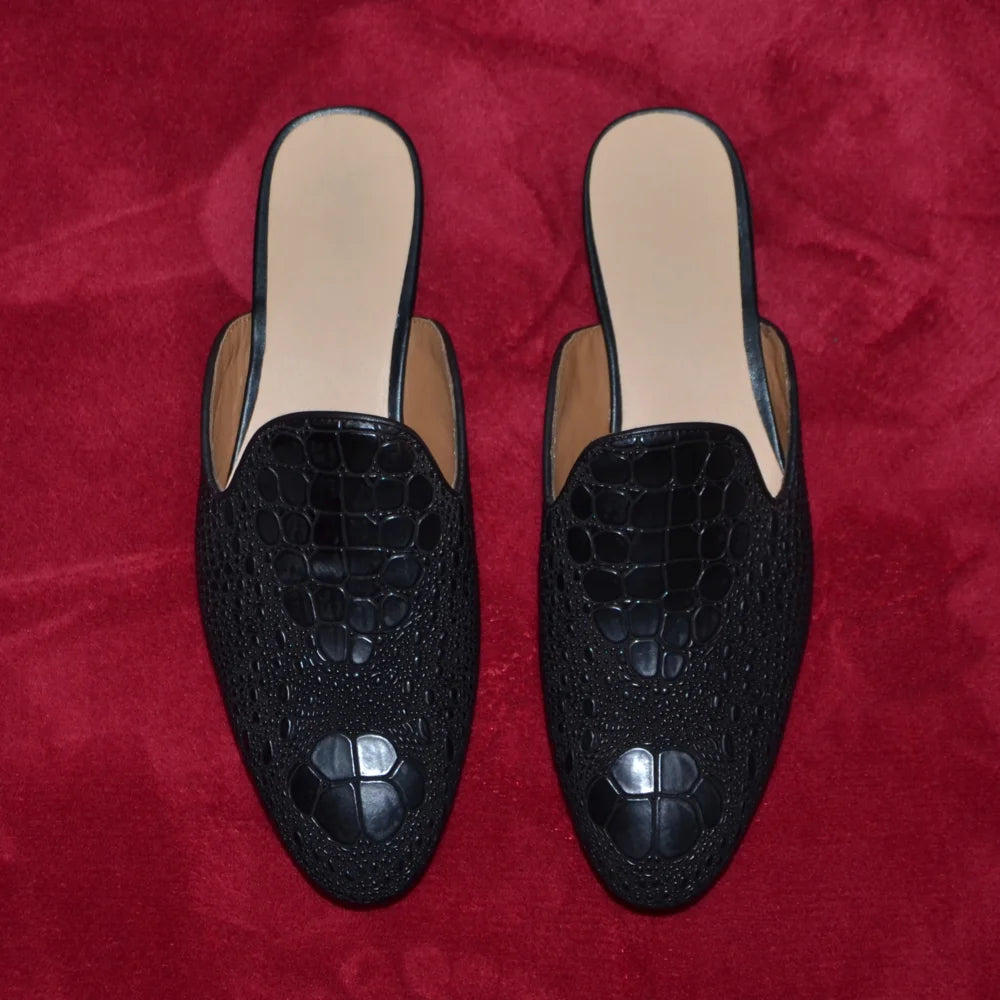 Boutique Premium Feel (for your Exclusive Collection)
Handcrafted Men’s Genuine Cowhide Leather Mules – Luxury Crocodile Pattern Slip-On Pointed Toe Loafers | HollandLuxeGlobal.com Exclusive