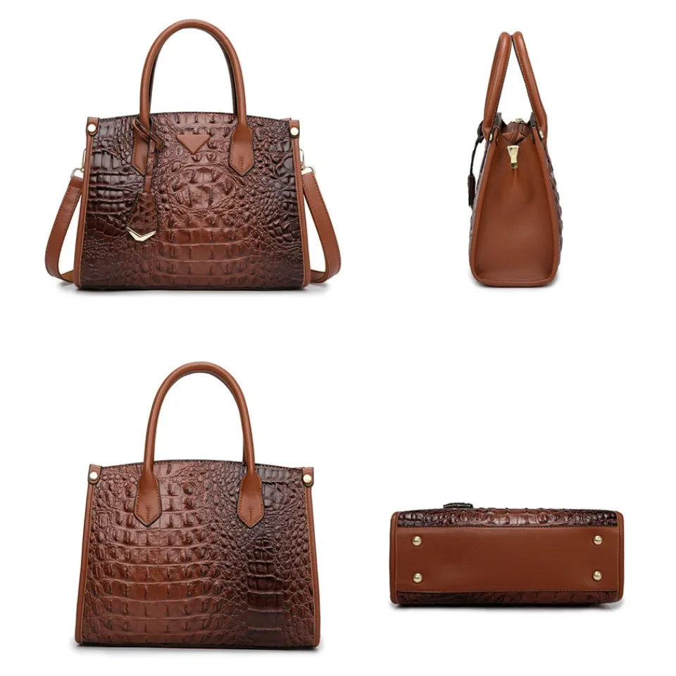 Women’s Large Top-Handle Vintage Crocodile Designer Shoulder Bag – Premium Quality Leather Crossbody & Messenger Handbag | HollandLuxeGlobal.com Exclusive Collector’s Item