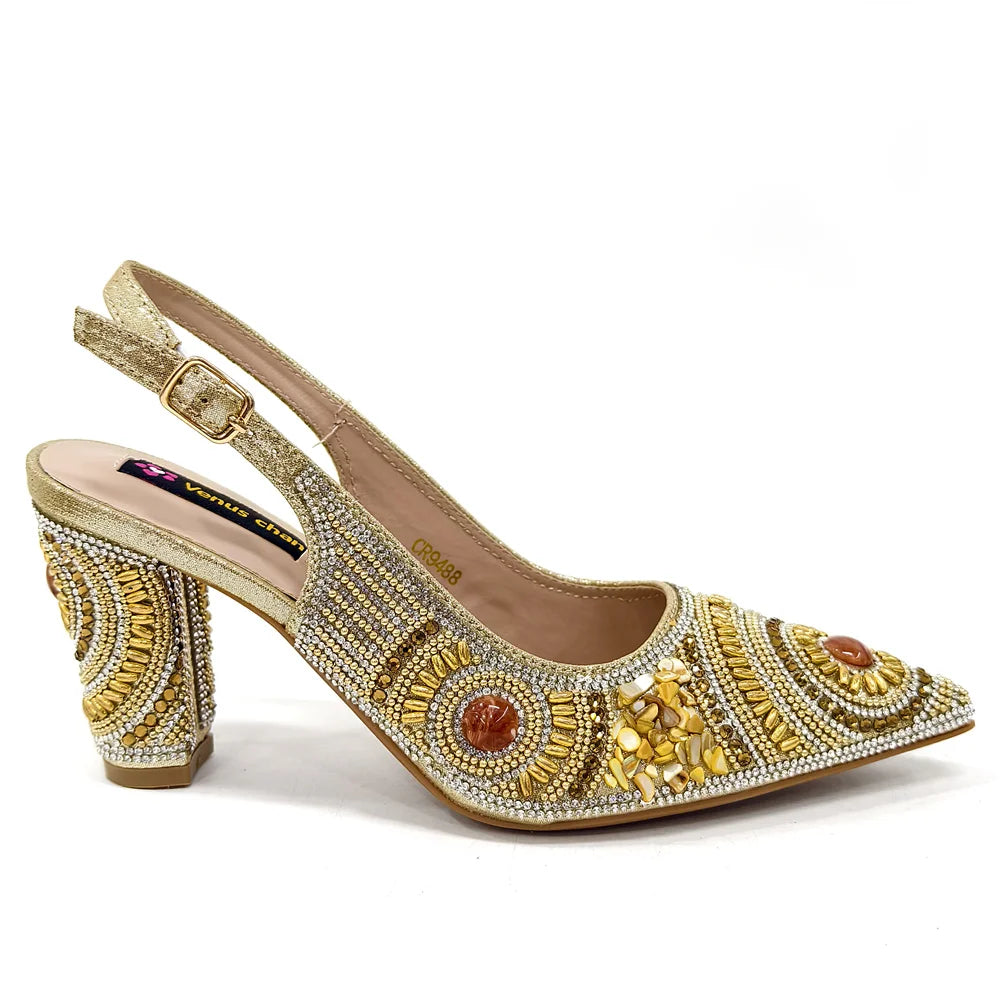 HollandLuxeGlobal.com Exclusive Premium Collectors Item – Elegant Italian Design Women’s Party Shoes with Matching Handbag, Stylish Heels & Bag Set for African Weddings & Special