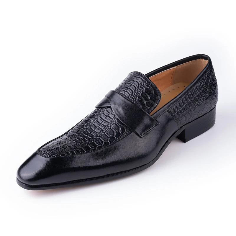 Genuine Leather British-Style Men’s Dress Shoes – Handmade Black Slip-On Pointed-Toe Formal and Casual Business Party Shoes with Refined Elegance and Classic Suit Versatility | HollandLuxeGlobal.com Exclusive Collector’