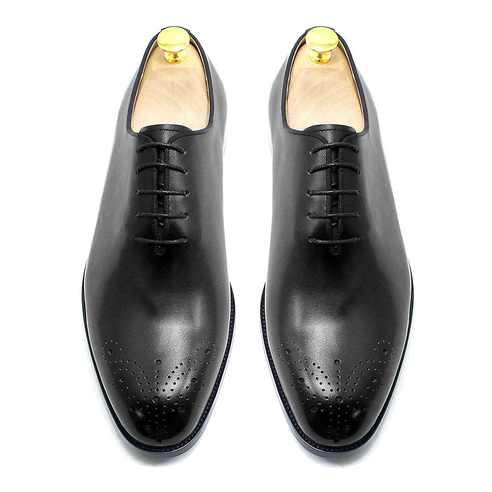 Italian Style Men’s Dress Shoes | Genuine Leather Handmade Classic Whole-Cut Oxford Lace-Up Formal Shoes | HollandLuxeGlobal.com Exclusive Collector’s Item
