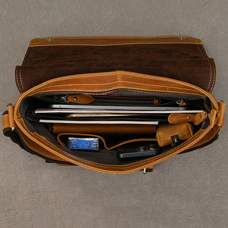 Men’s High-Quality Genuine Leather Shoulder Bag – Cowhide Crossbody Work & Messenger Bag for Daily Business and Casual Elegance | HollandLuxeGlobal.com Exclusive Collector’s Item