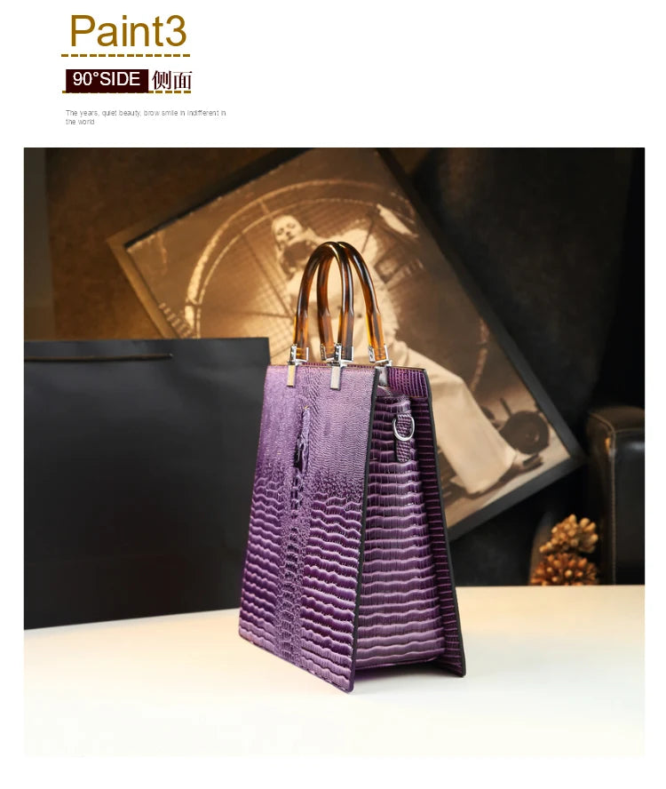 Elevate your everyday elegance with this Genuine Leather Women’s Tote Bag, featuring a luxury crocodile pattern and trend-setting vertical design. Perfect as a fashionable shoulder or messenger bag for stylish women