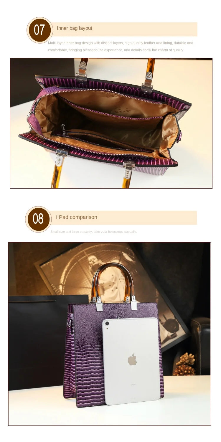 Elevate your everyday elegance with this Genuine Leather Women’s Tote Bag, featuring a luxury crocodile pattern and trend-setting vertical design. Perfect as a fashionable shoulder or messenger bag for stylish women