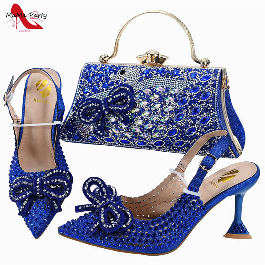 Holland Luxe Global Exclusive – Italian-Design Royal Blue Shoes & Bag Set with Appliques | Collector’s Edition This isn’t just another shoes & bag set. It’s a rare ensemble that combines Italian design heritage, craft