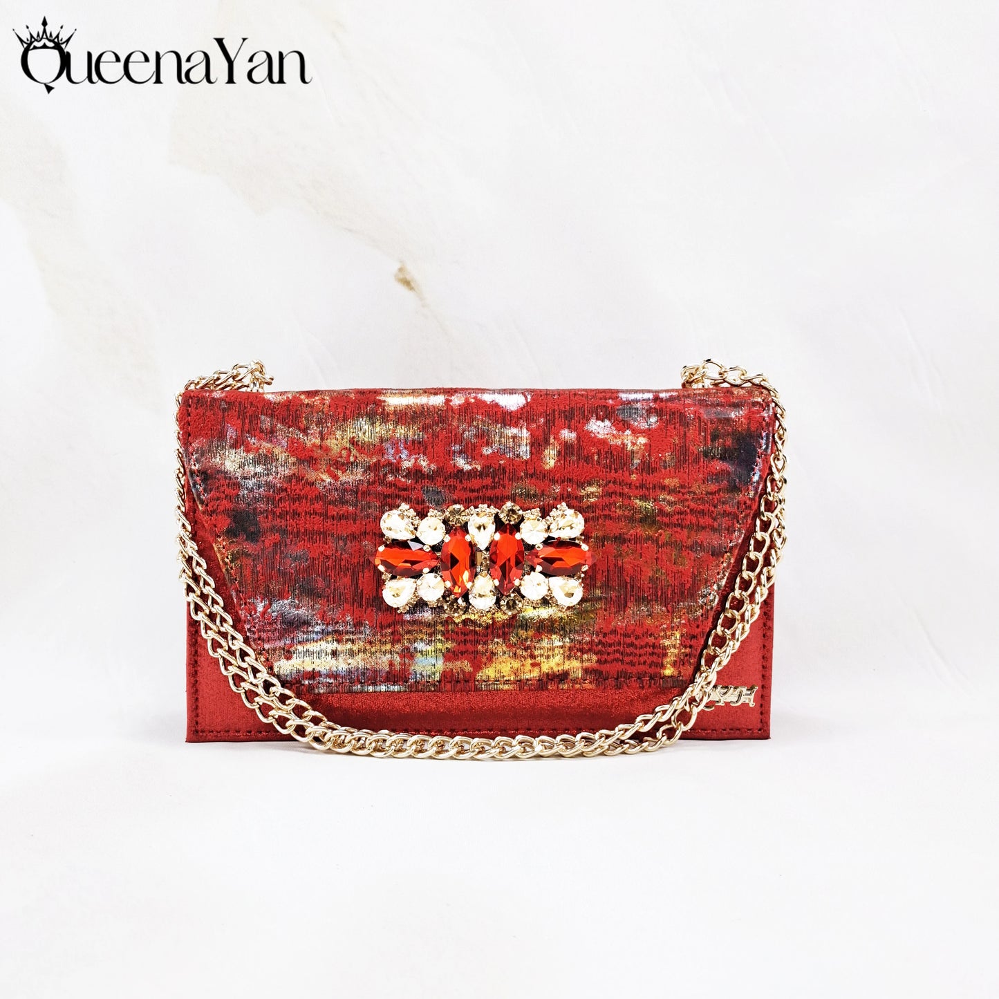 New Women High-Heel Shoes Elegant Wine Rhinestone Metallic Diamond Accents Paired with Matching Handbag Exquisite Special-Material | HollandLuxeGlobal.com Exclusive Collector’s Item