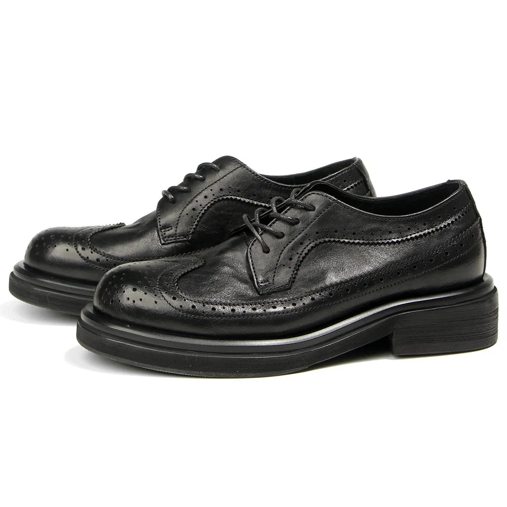 Step up your style with these Italian Leisure Leather Men’s Dress Shoes, a handmade luxury design that blends classic brogue carving with modern platform elegance. Perfect for business, weddings, and refined everyday wear.
