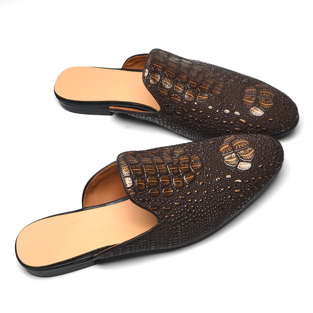 Boutique Premium Feel (for your Exclusive Collection)
Handcrafted Men’s Genuine Cowhide Leather Mules – Luxury Crocodile Pattern Slip-On Pointed Toe Loafers | HollandLuxeGlobal.com Exclusive