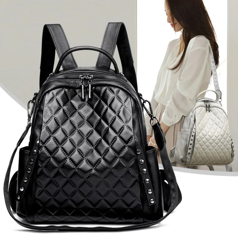Stay stylish and organized with this Luxury Designer Plaid Shoulder Bag & Backpack, crafted for women and teenage girls. Featuring a large-capacity design and elegant plaid pattern — perfect for school, travel, or daily use