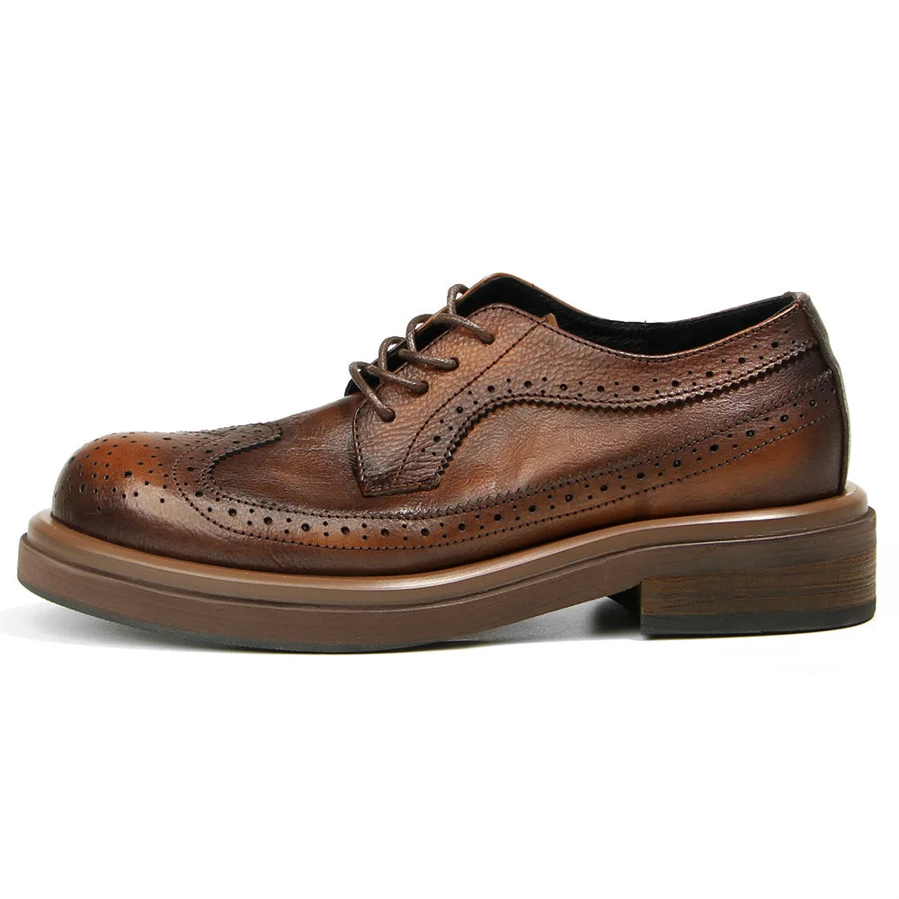 Step up your style with these Italian Leisure Leather Men’s Dress Shoes, a handmade luxury design that blends classic brogue carving with modern platform elegance. Perfect for business, weddings, and refined everyday wear.