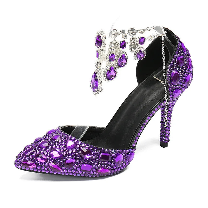 Bling Luxury Handmade Full Rhinestones Women’s Pumps | Diamond Crystal Pendant Banquet High Heels | Fashion Party, Prom & Wedding Shoes | HollandLuxeGlobal.com Exclusive Collector’s Item