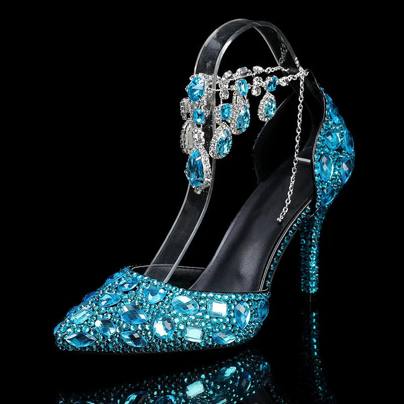 Bling Luxury Handmade Full Rhinestones Women’s Pumps | Diamond Crystal Pendant Banquet High Heels | Fashion Party, Prom & Wedding Shoes | HollandLuxeGlobal.com Exclusive Collector’s Item