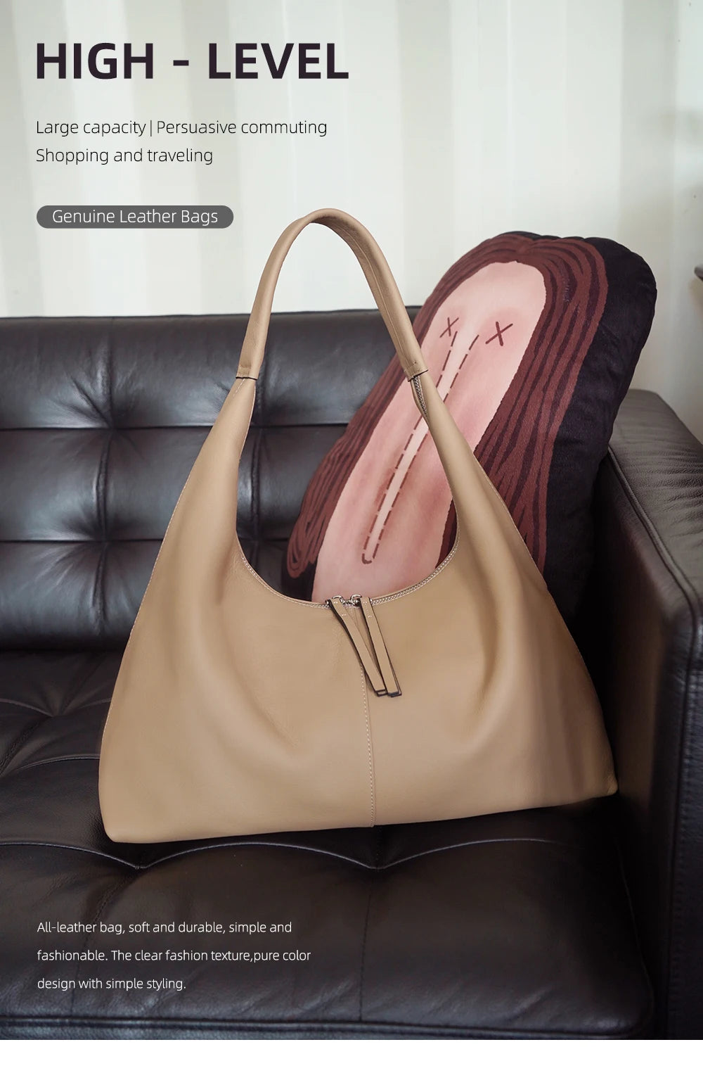 Stay stylish and organized with the Zency Large-Capacity Tote Bag, crafted from 100% genuine leather. A soft and elegant hobo-style handbag perfect for work, shopping, or winter outings — ideal for modern women