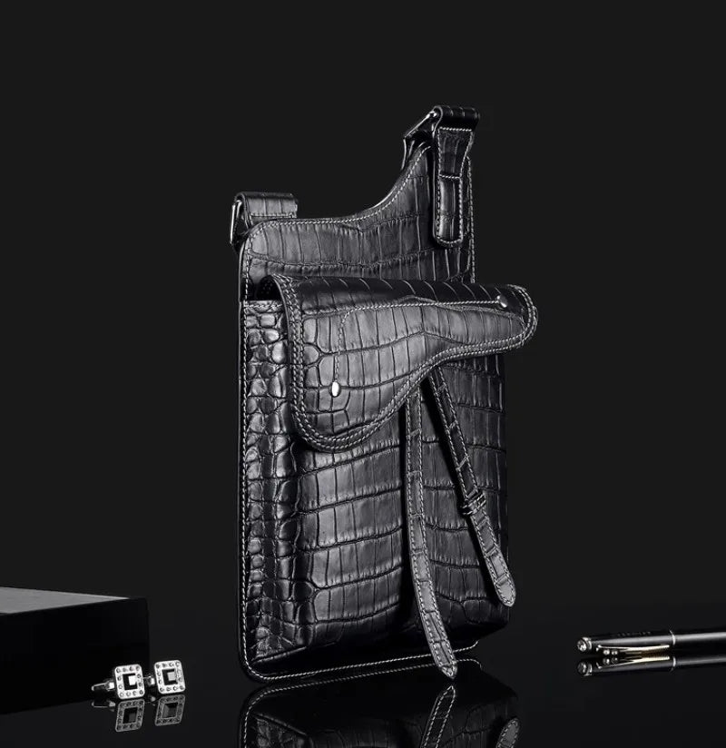 High Quality Crocodile Leather Business Casual Men’s Shoulder Bag – Genuine Designer Crossbody Handbag With Elegant Craftsmanship | HollandLuxeGlobal.com Exclusive Collector’s Item