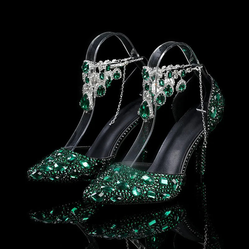 Bling Luxury Handmade Full Rhinestones Women’s Pumps | Diamond Crystal Pendant Banquet High Heels | Fashion Party, Prom & Wedding Shoes | HollandLuxeGlobal.com Exclusive Collector’s Item