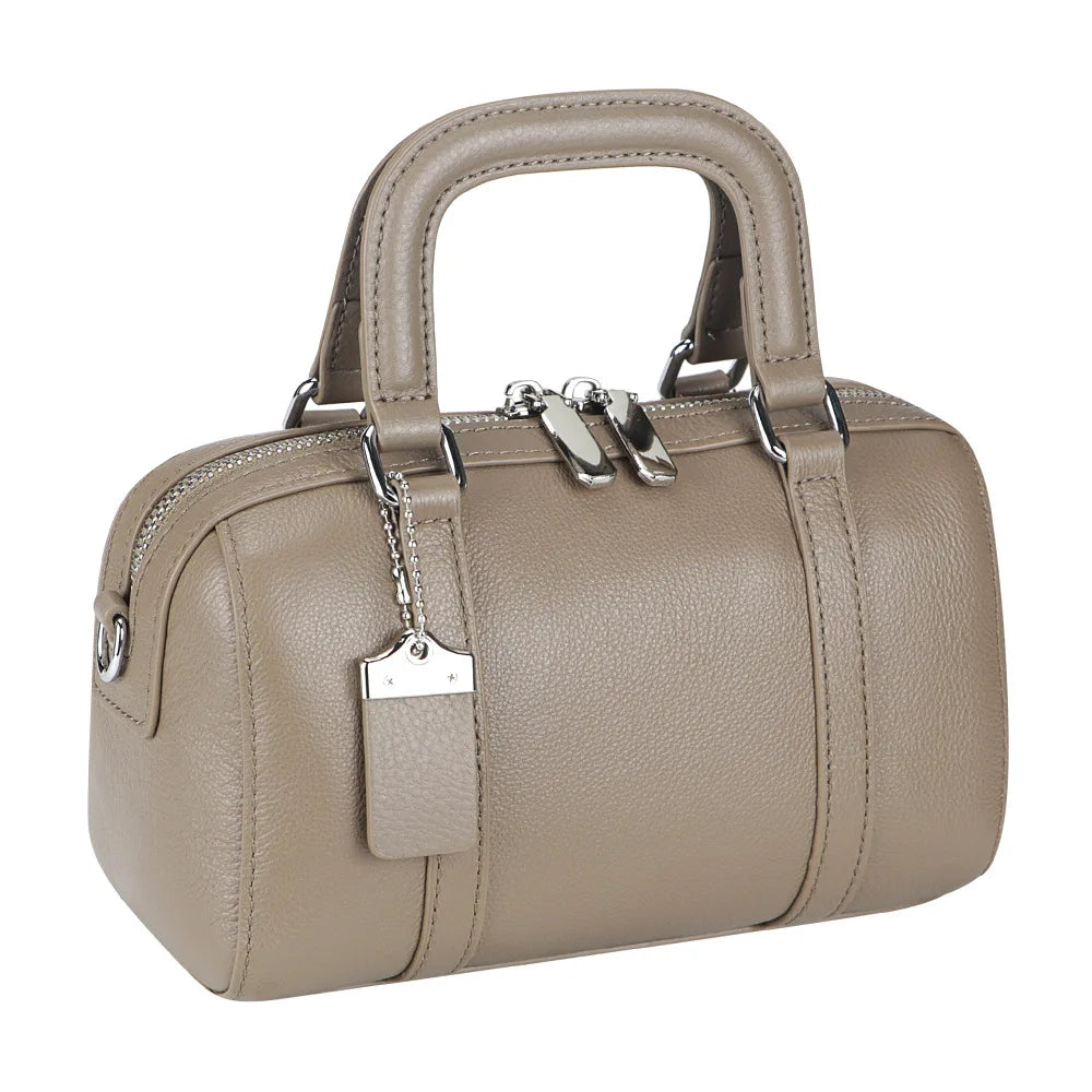 2025 Trend Luxury Designer Retro Handbag for Women – Genuine Leather Double-Zipper Top-Handle Shoulder & Crossbody Bag | HollandLuxeGlobal.com Exclusive Collector’s Item