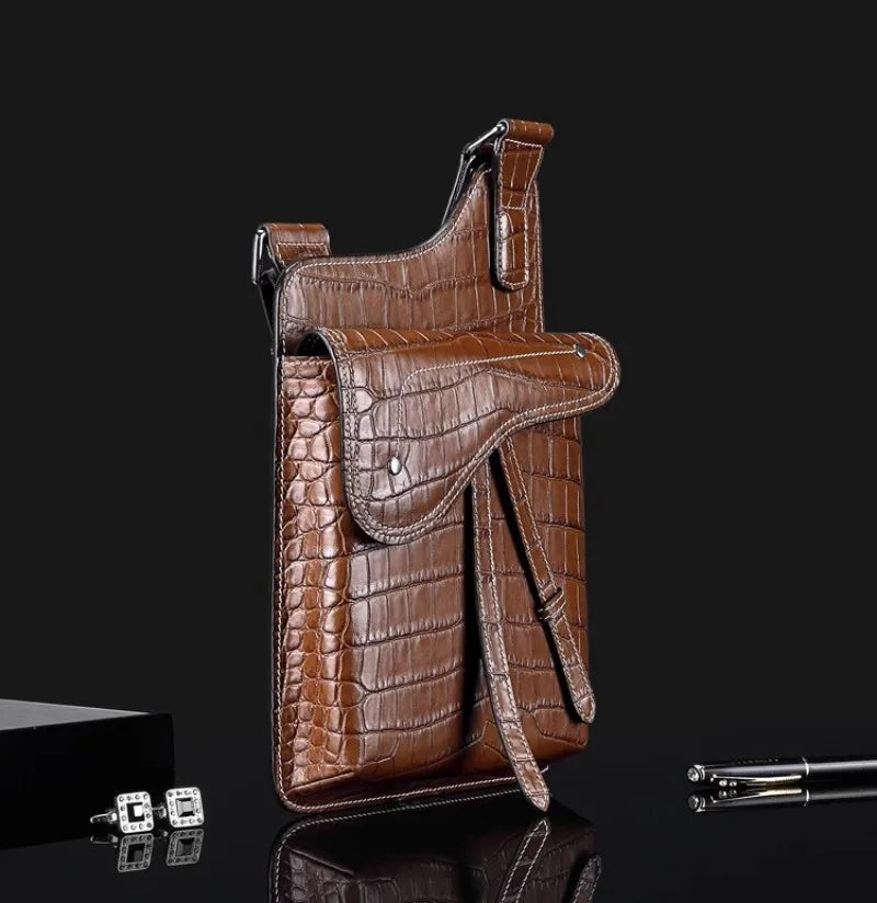 High Quality Crocodile Leather Business Casual Men’s Shoulder Bag – Genuine Designer Crossbody Handbag With Elegant Craftsmanship | HollandLuxeGlobal.com Exclusive Collector’s Item