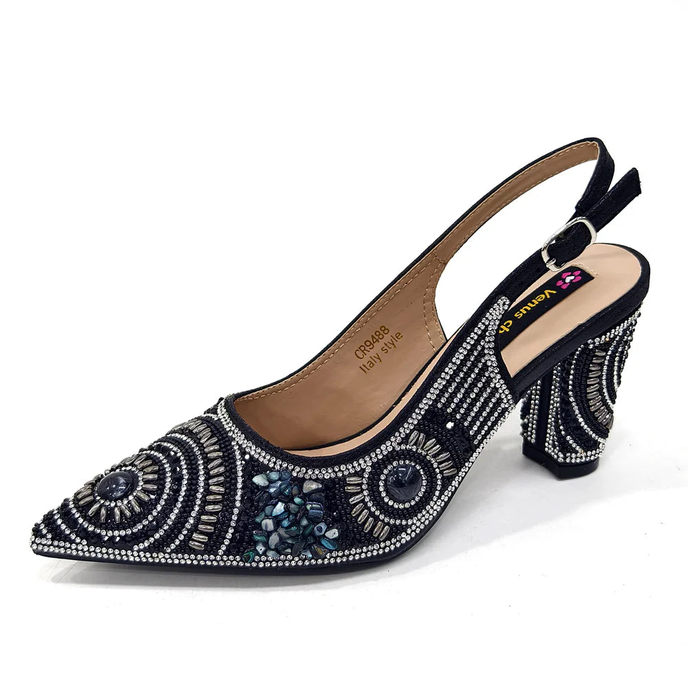 HollandLuxeGlobal.com Exclusive Premium Collectors Item – Elegant Italian Design Women’s Party Shoes with Matching Handbag, Stylish Heels & Bag Set for African Weddings & Special