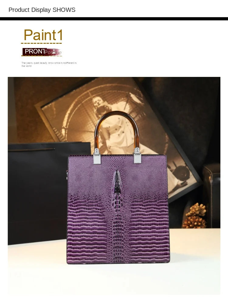 Elevate your everyday elegance with this Genuine Leather Women’s Tote Bag, featuring a luxury crocodile pattern and trend-setting vertical design. Perfect as a fashionable shoulder or messenger bag for stylish women