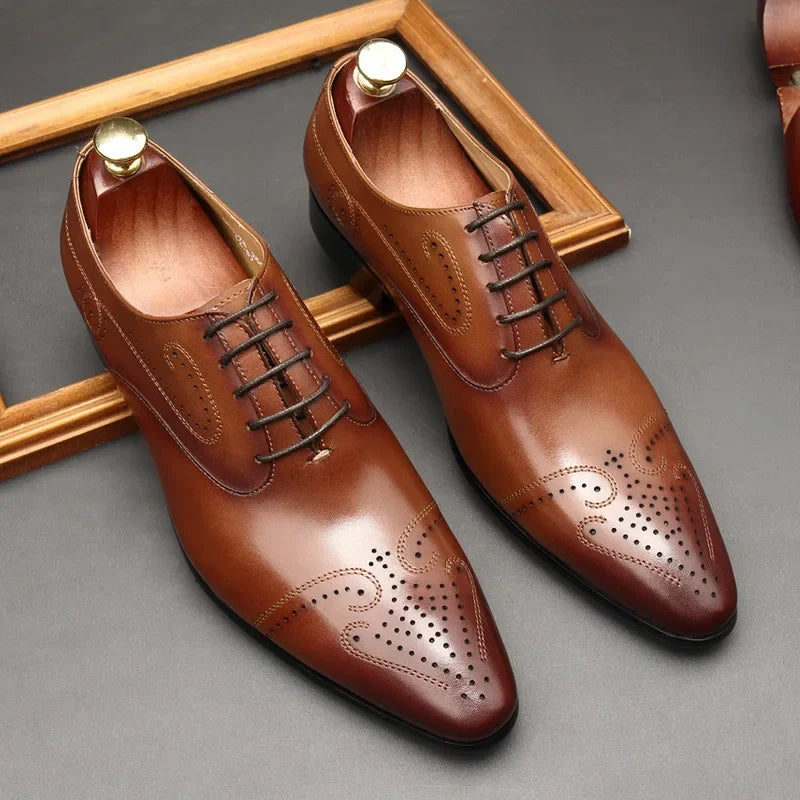 Handmade 2024 British Luxury Men’s Dress Shoes | Genuine Leather Brogues for Wedding, Business & Formal Fashion | HollandLuxeGlobal.com Exclusive Collector’s Item