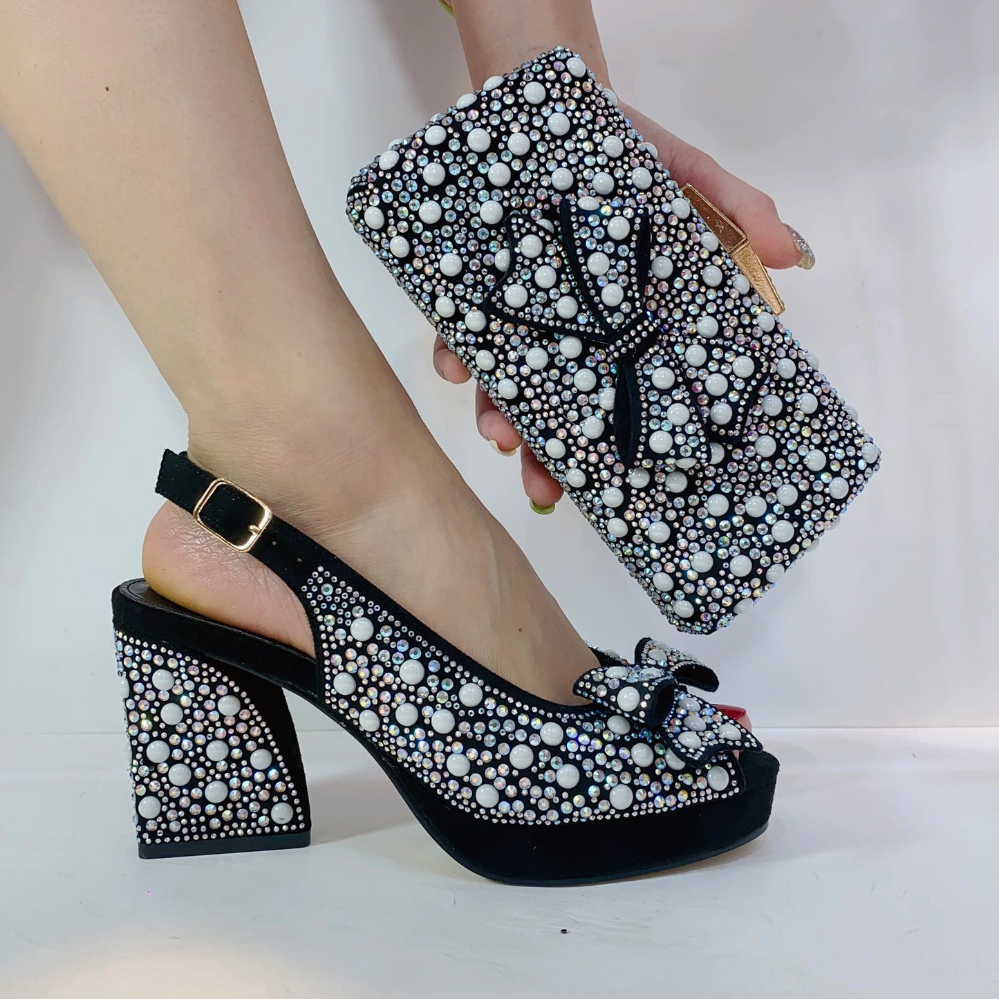Luxury Italian Rhinestone Party Shoes & Matching Bag Set – Elegant Wine Women’s Dressy Pumps with Heels and Purse to Match | HollandLuxeGlobal.com Exclusive Collector’s Item