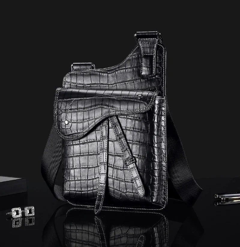 High Quality Crocodile Leather Business Casual Men’s Shoulder Bag – Genuine Designer Crossbody Handbag With Elegant Craftsmanship | HollandLuxeGlobal.com Exclusive Collector’s Item