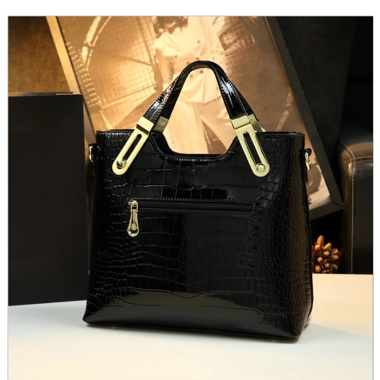 Add a touch of elegance to your style with this Women’s Crocodile Pattern Tote Bag, crafted from luxury microfiber leather in a stunning gradient color finish. Spacious, stylish, and versatile