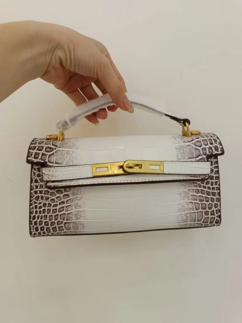 Top Handle Crocodile Embossed Genuine Leather Tote Bag – Luxury Designer Shoulder & Crossbody Handbag for Women | HollandLuxeGlobal.com Exclusive Collector’s Item