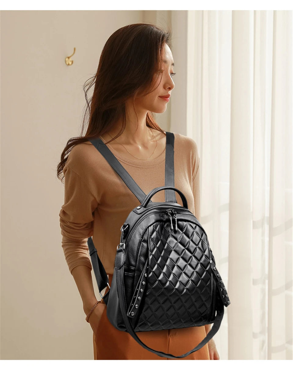 Stay stylish and organized with this Luxury Designer Plaid Shoulder Bag & Backpack, crafted for women and teenage girls. Featuring a large-capacity design and elegant plaid pattern — perfect for school, travel, or daily use