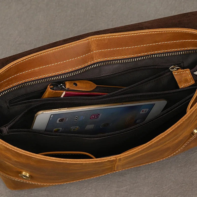 Men’s High-Quality Genuine Leather Shoulder Bag – Cowhide Crossbody Work & Messenger Bag for Daily Business and Casual Elegance | HollandLuxeGlobal.com Exclusive Collector’s Item