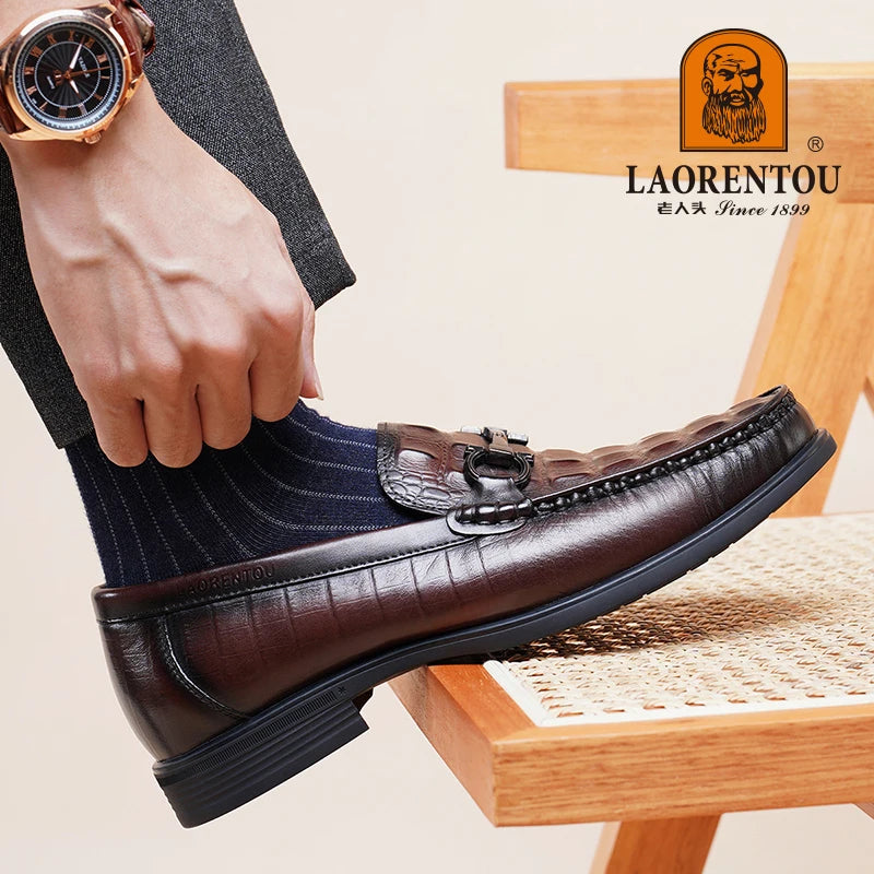 Option 2 – Premium Boutique Feel (for your Exclusive Collection)
LAORENTOU Handmade Crocodile Pattern Leather Loafers for Men – Breathable Business & Casual Slip-On Comfort | HollandLuxeGlobal.com Exclusive