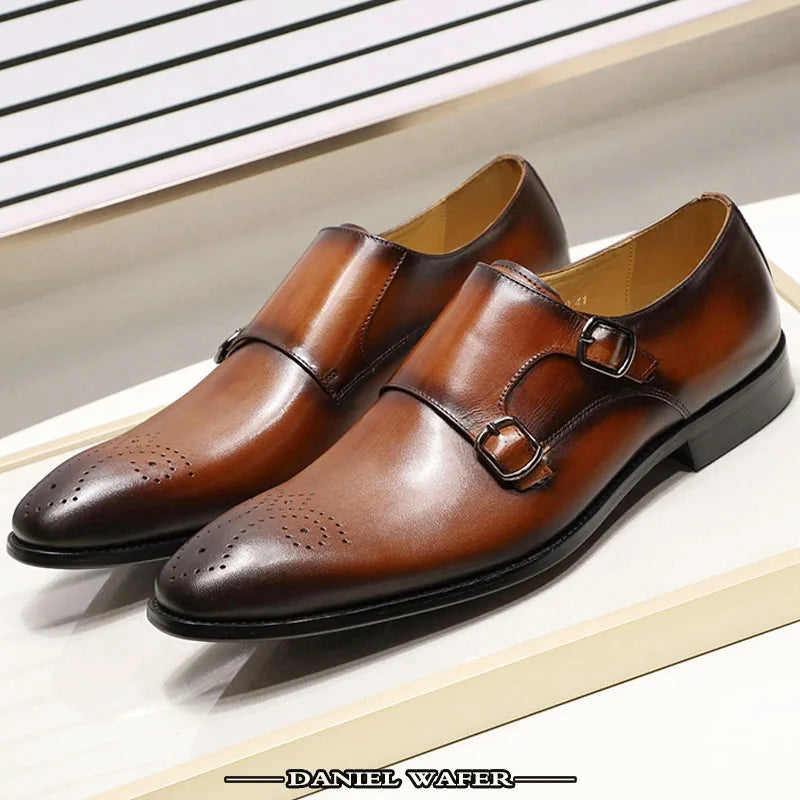 Luxury Men’s Double Monk Strap Leather Loafers | Elegant Office, Business & Wedding Formal Dress Shoes | HollandLuxeGlobal.com Exclusive Collector’s Item
